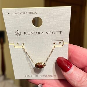 NWT Kendra Scott Gold Plated over Brass and Brown Football Pendant Necklace